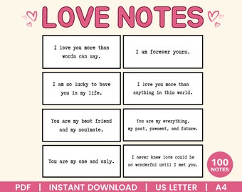 Love Notes for Him, Mini Love Messages, Love Notes for Her, Love Notes Cards, Lunch Box Notes, Love Notes Jar, Valentine's Day Gift