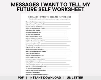 Messages I Want to Tell My Future Self Worksheet, Self Reflection, Self Improvement, Goal Setting, Personal Growth, Manifestation, Gratitude