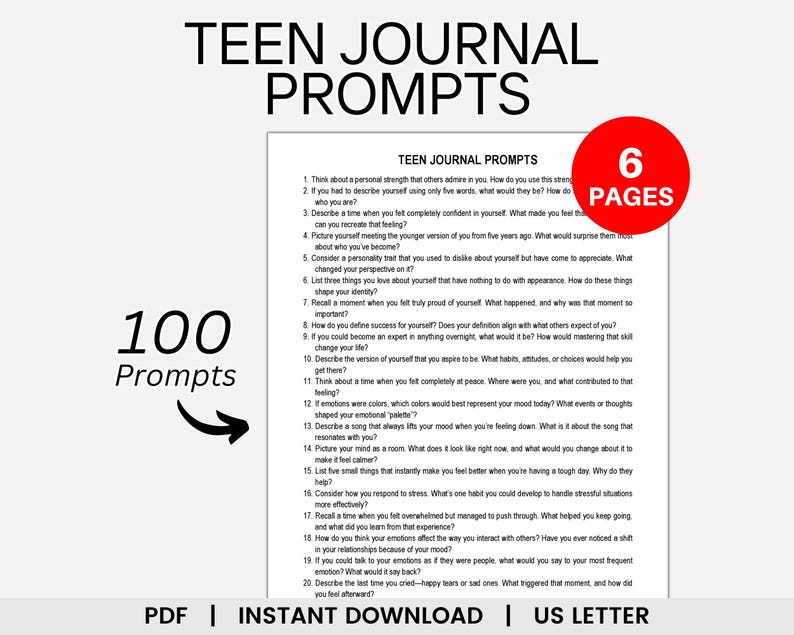 Teen Journal Prompts, Journal Prompts for Teens, Teens Writing Prompts ...