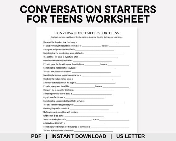 Conversation Starters for Teens, Teen Mental Health, Icebreaker Games, Therapy Games, Printable Games, Teen Therapy, Family Therapy