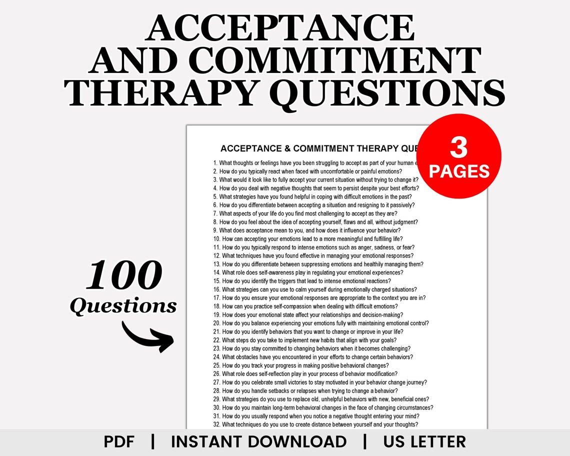Acceptance and Commitment Therapy Questions, ACT Therapy Questions, ACT ...