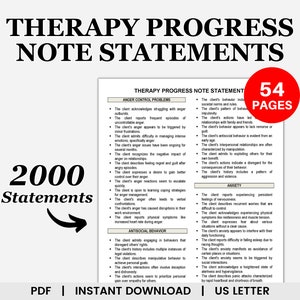 Therapy Progress Note Statements, Therapy Progress Notes, Psychotherapy Notes, Progress Note Template, Therapy Tools, Therapy Notes