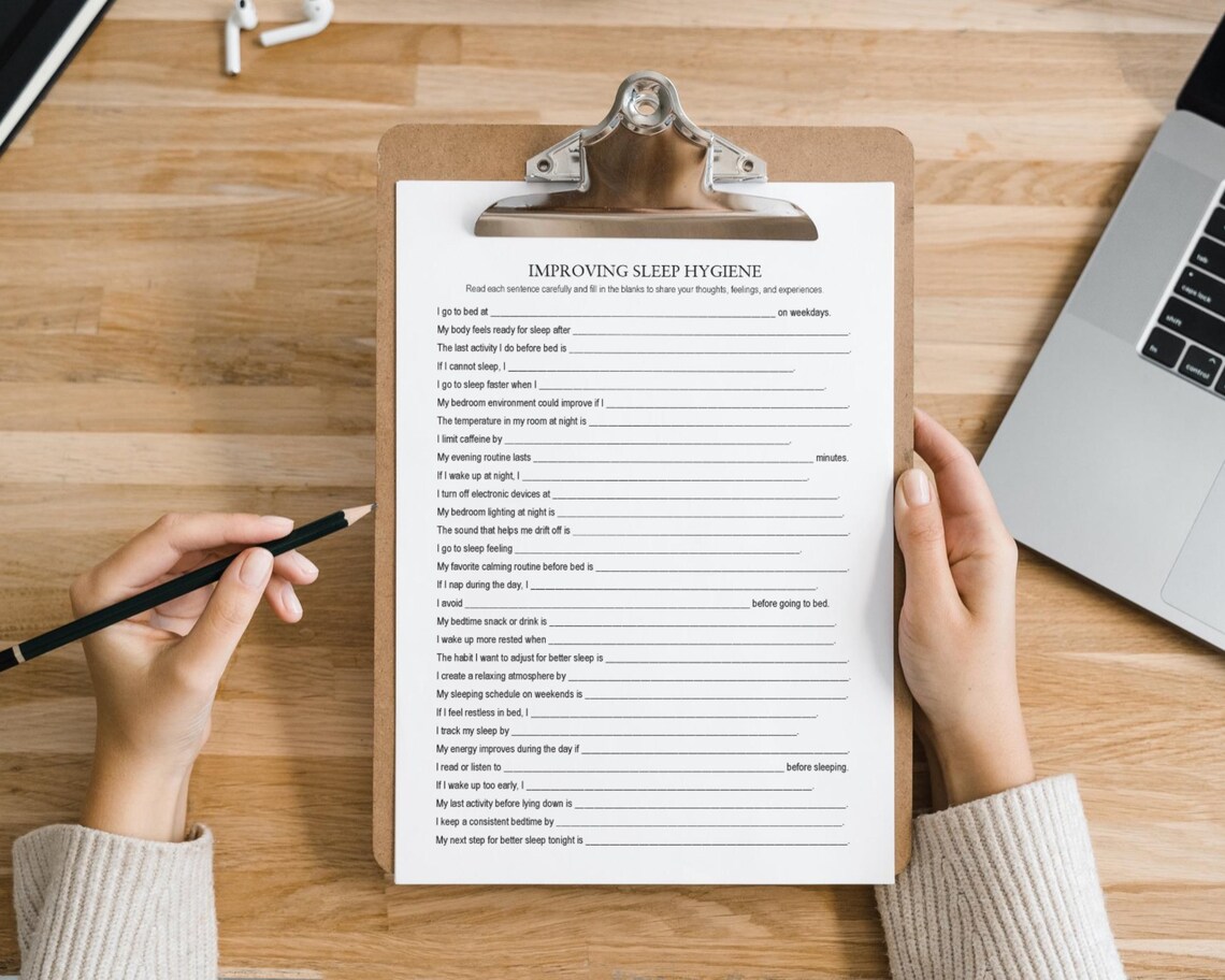 Improving Sleep Hygiene Worksheet, Sleep Habits, Bedtime Routine ...