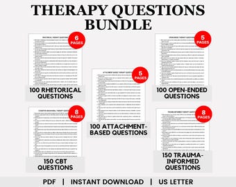 Lot de questions sur la thérapie, questions rhétoriques, questions ouvertes, questions basées sur l'attachement, questions sur la TCC, questions sur les traumatismes