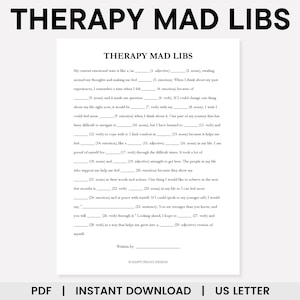 Therapy Mad Libs, Mad Libs for Therapy, Mental Health Mad Libs, Printable Mad Libs, Icebreaker Game, Conversation Starters, Therapy Games