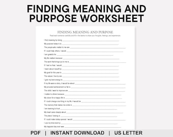 Finding Meaning and Purpose Worksheet, Life Purpose, Goal Setting, Core Values, Quarter Life Crisis, Ikigai, Personal Growth, Self Discovery
