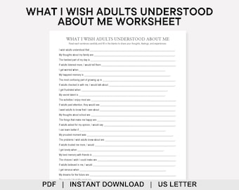 What I Wish Adults Understood About Me Worksheet, Mental Health Check In, Child Therapy, Teen Therapy, Family Therapy, School Counseling