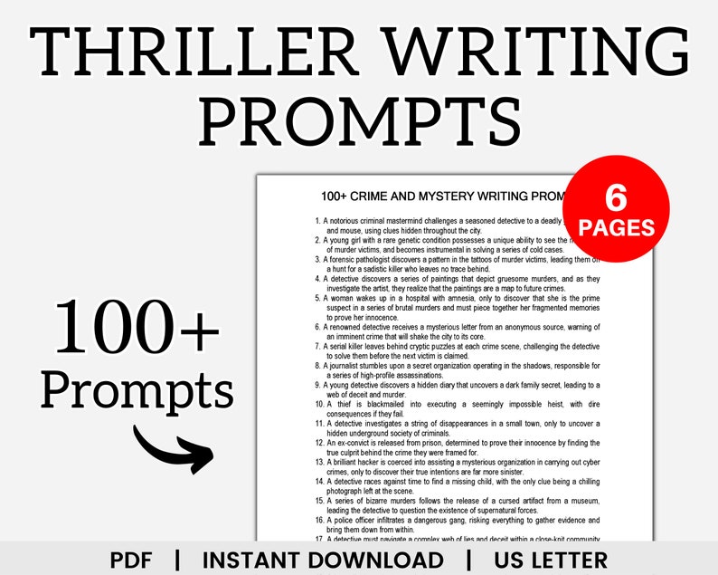 Thriller Writing Prompts, Writing Prompts for Thriller, Psychological