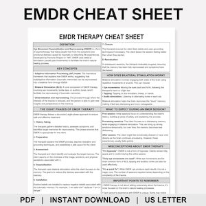 Cheatsheet EMDR-therapie, desensibilisatie en opwerking van oogbewegingen, fasen van EMDR, EMDR-therapeut, posttraumatische stressstoornis