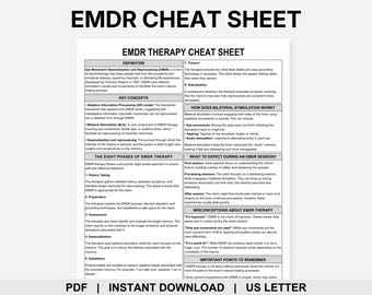 EMDR Therapy Cheat Sheet, Eye Movement Desensitization and Reprocessing, Phases of EMDR, EMDR Therapist, Post Traumatic Stress Disorder