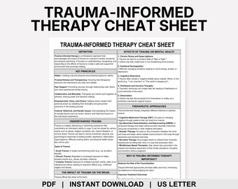 Trauma Informed Therapy Cheat Sheet, Trauma Counseling, Trauma Therapist, Trauma Response, Trauma Healing, PTSD, Emotional Regulation
