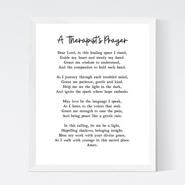 A Therapist's Prayer Wall Art, Therapy Office Decor, Therapist Gifts, Therapist Print, Therapist Wall Decor, Counselor Gift, Prayer Wall Art