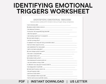 Identifying Emotional Triggers Worksheet, Emotional Processing, Emotional Regulation, Coping Skills, Self Awareness, Self Regulation