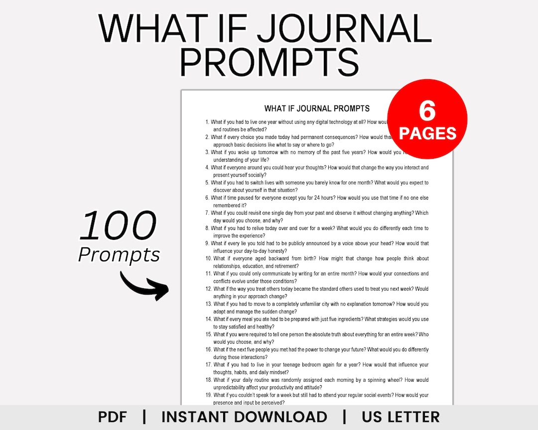 What If Journal Prompts, Self Reflection, Self Discovery, Personal ...