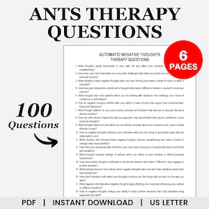 Automatic Negative Thoughts Therapy Questions, ANTS Therapy, Negative Thinking, Self Sabotage, Self Esteem, Cognitive Distortions