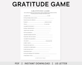 Gratitude Game List, Thanksgiving Game, Gratitude Activity, Icebreaker Game, Friendsgiving Game, Conversation Starters, Therapy Tools