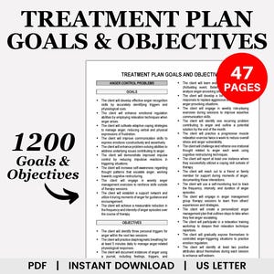 Treatment Plan Goals and Objectives, Therapy Goals and Objectives, Treatment Planning Tool, Treatment Plan Cheat Sheet, Treatment Planner