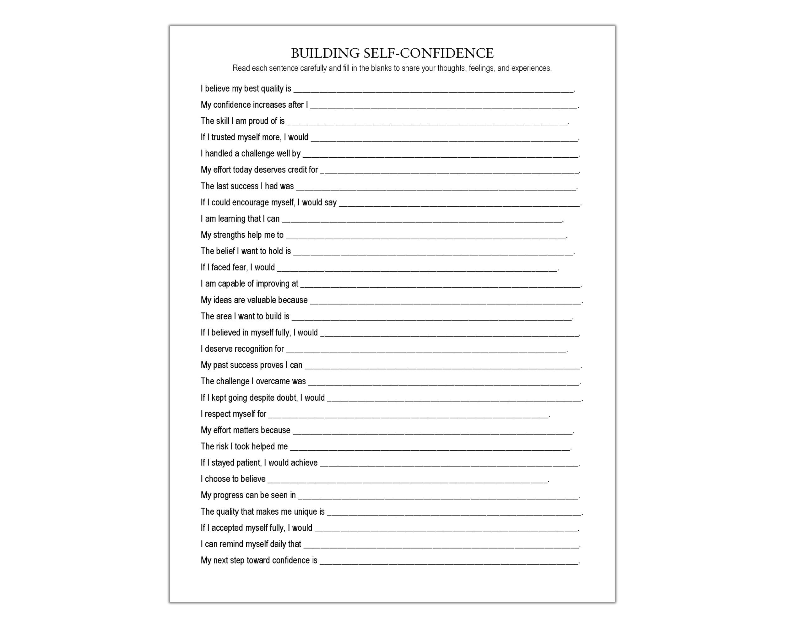 Building Self Confidence Worksheet, Confidence Building, Inner Critic ...
