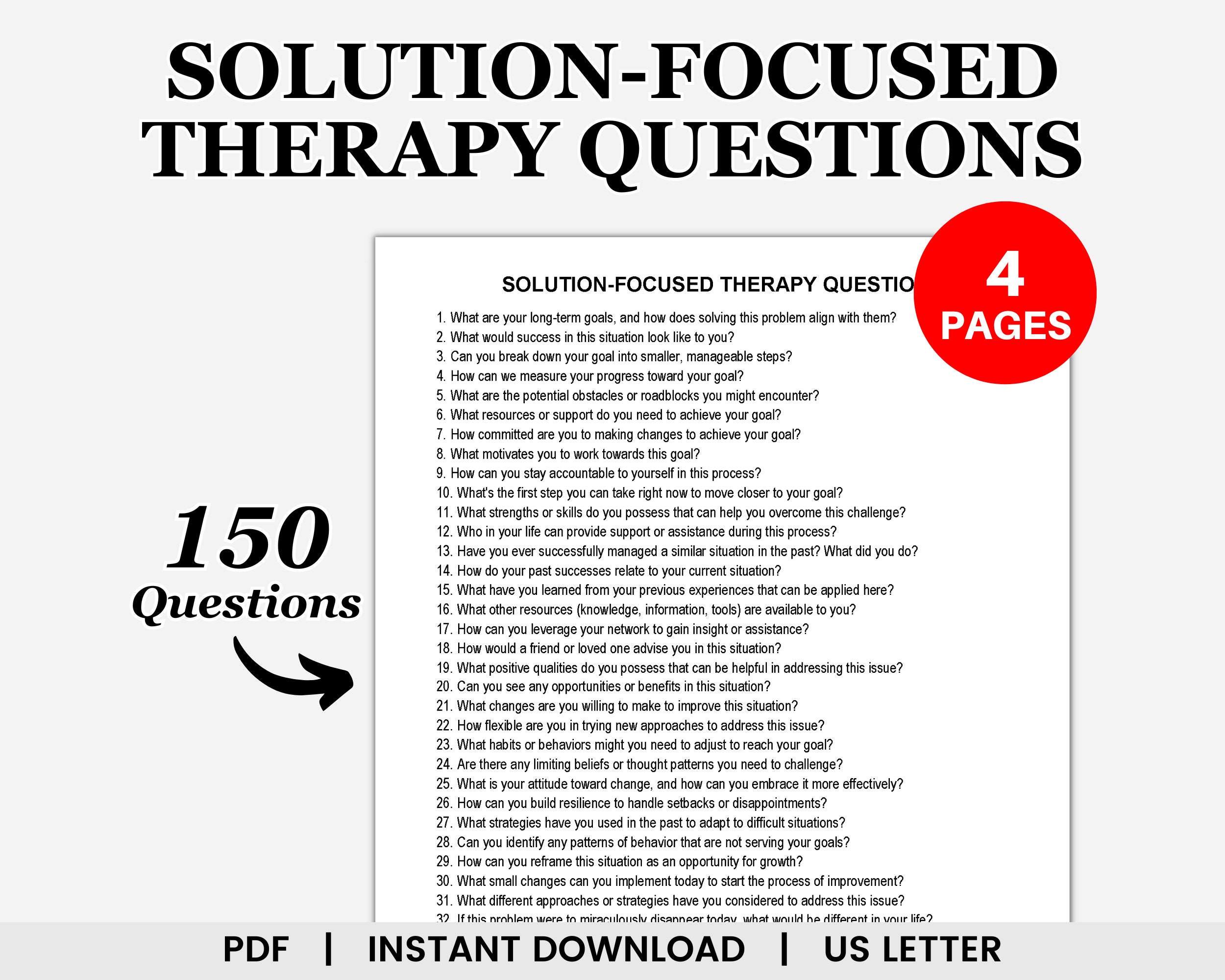 Solution Focused Therapy Questions, Counseling Questions, Therapy ...