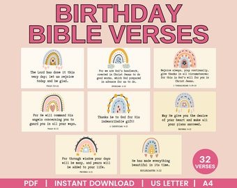 Birthday Bible Verses, Bible Verses For Birthday, Bible Birthday Wishes, Printable Scripture Cards, Birthday Card Set, Bible Verses