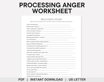 Processing Anger Worksheet, Anger Management, Anger Issues, Emotional Regulation, Coping Skills, Self Control, Self Awareness, Mindfulness