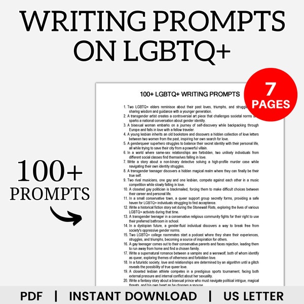 LGBTQ Writing Prompts, Writing Prompts for LGBTQ, Queer Writing Prompts, Romance Writing Prompts, LGBT Stories, Writing Prompts, Book Prompt