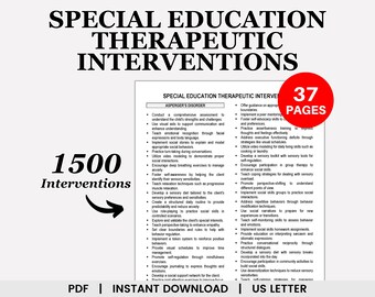 Special Education Therapy Interventions, Therapeutic Interventions, Treatment Planner, Individualized Education Program, School Counseling