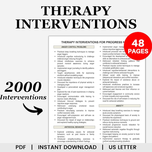 Therapy Interventions for Progress Notes, Therapeutic Interventions, Therapy Progress Notes, Psychotherapy Notes, Therapy Tools