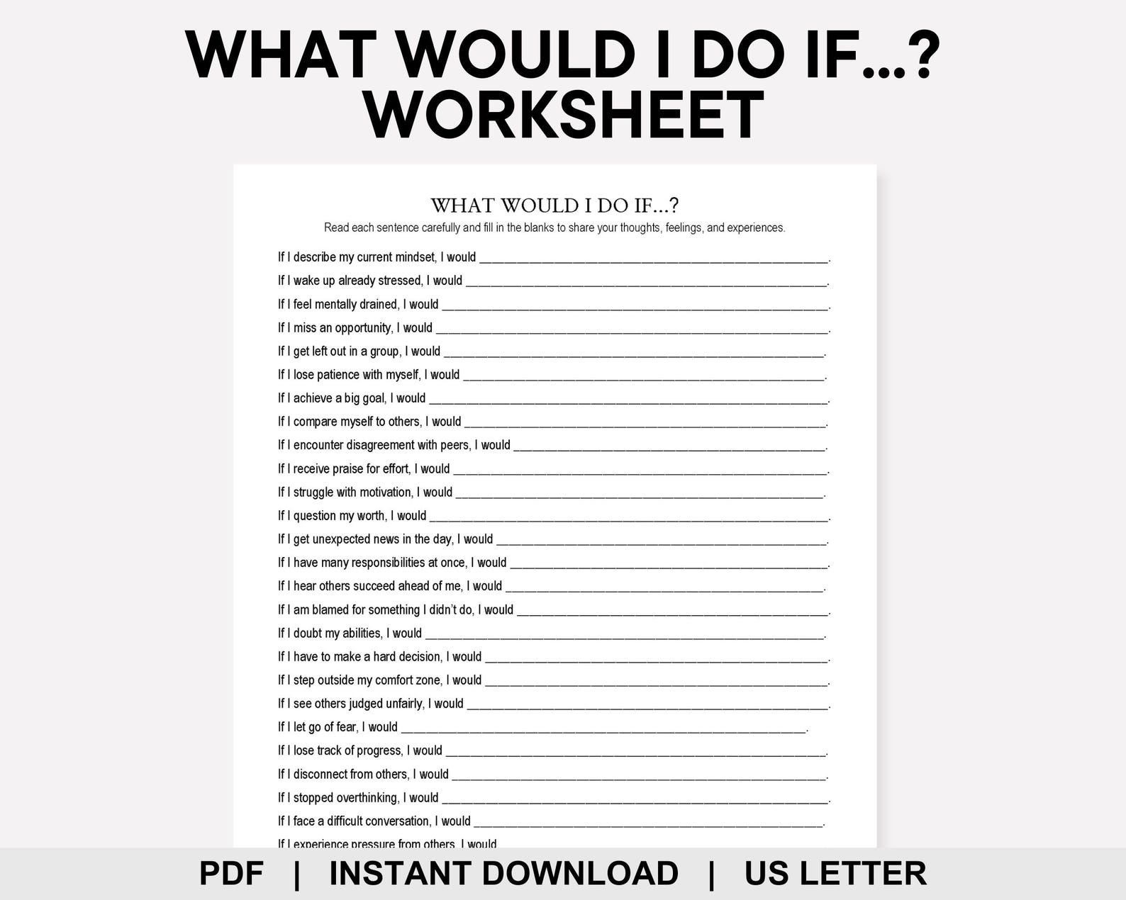 If Problem What Would I Do If Worksheet, What Would You Do, What If, Problem ...