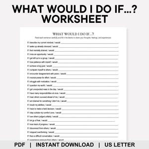 May include: A printable worksheet titled "WHAT WOULD I DO IF...? WORKSHEET" with fill-in-the-blank prompts. The document is in US Letter size and available for instant download.