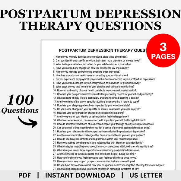 Postpartum Depression Therapy Questions, Postpartum Therapy, Therapy Questions, Therapy Questionnaire, Therapy Tools, Therapy Notes, Therapy