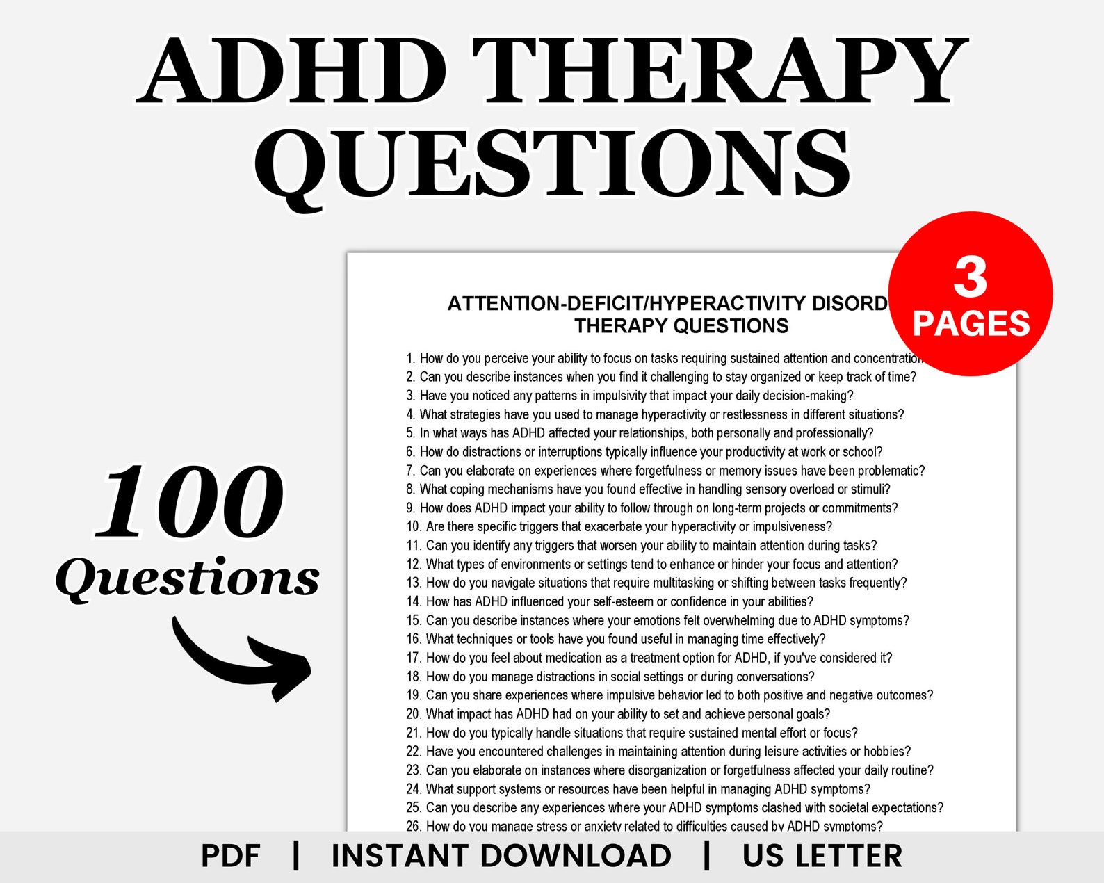 ADHD Therapy Questions, ADHD Therapy, Therapy Questions, Counseling