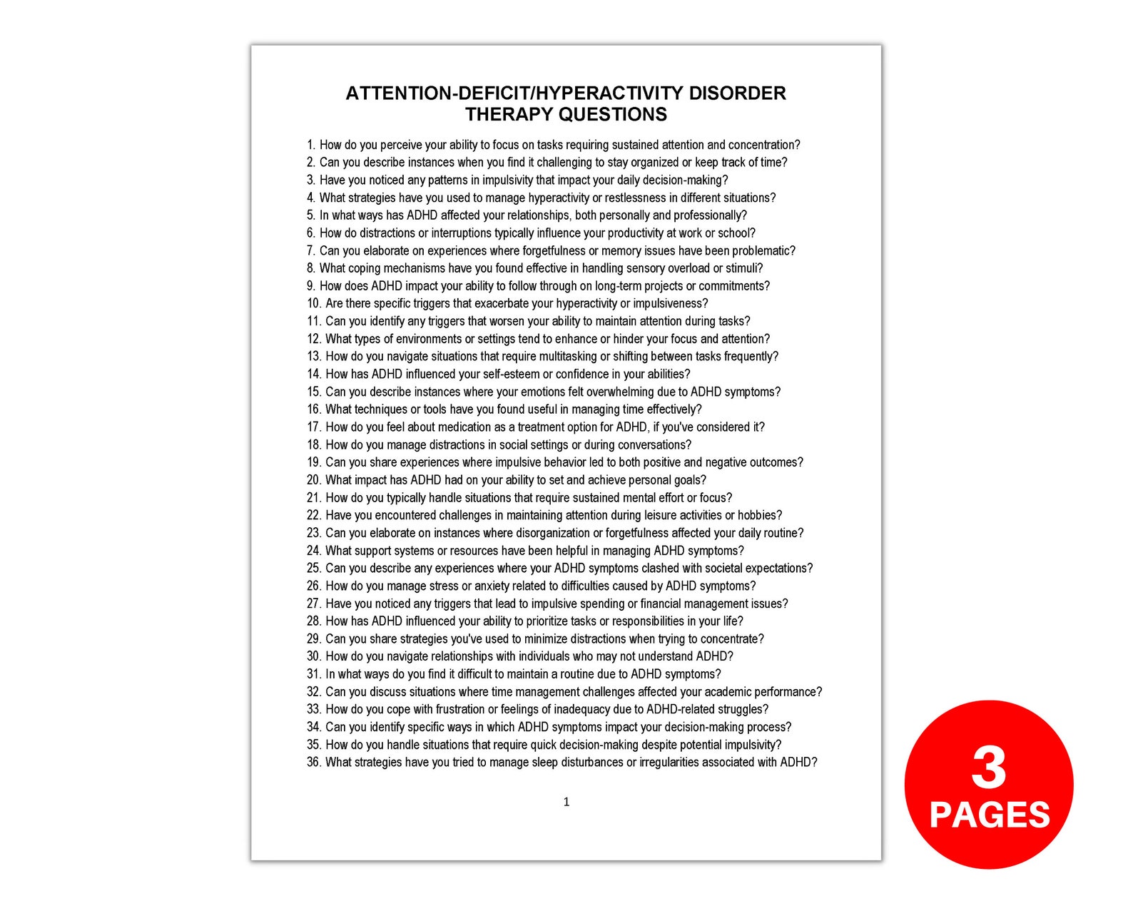 ADHD Therapy Questions, ADHD Therapy, Therapy Questions, Counseling ...