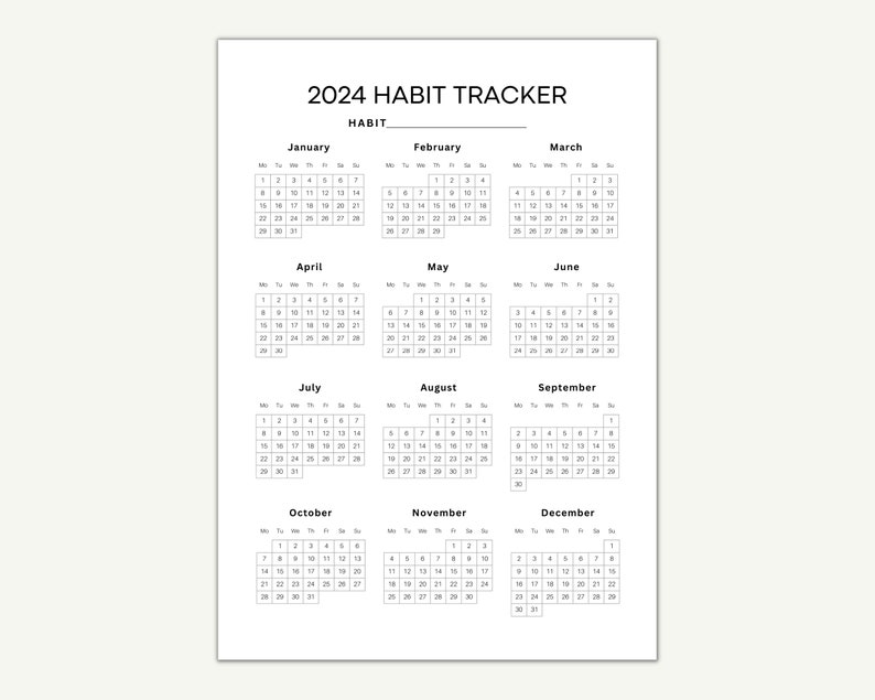 Habit Tracker, Printable Tracker, Coloring Calendar, Year Habit Tracker ...