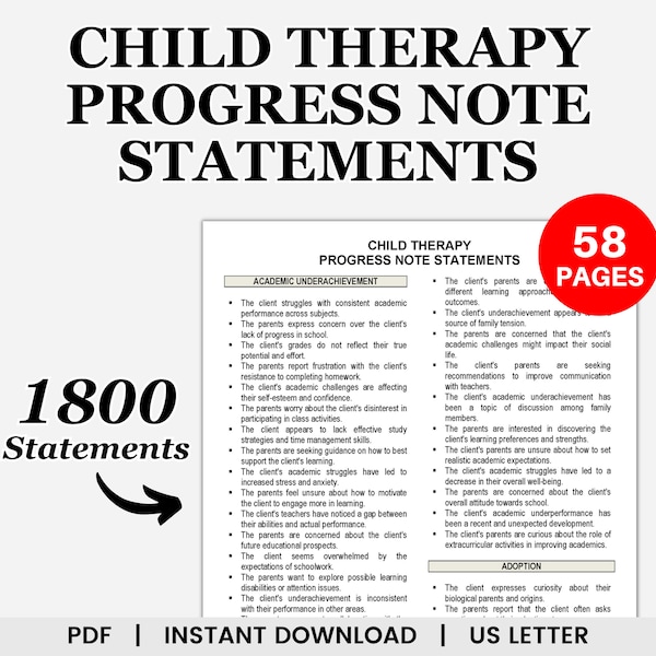 Child Therapy Progress Note Statements, Therapy Progress Notes, Psychotherapy Notes, Progress Note Template, Child Therapy, Therapy Tools