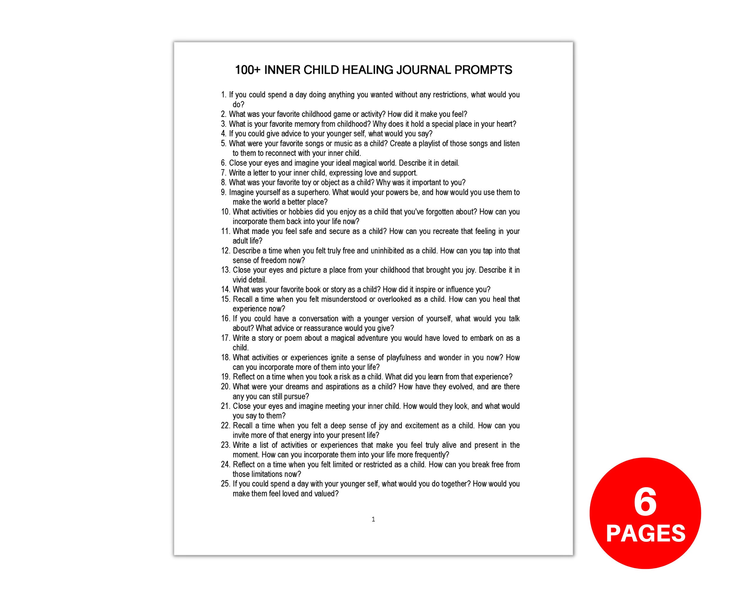Inner Child Healing Journal Prompts, Journal Prompts for Inner Child