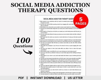 Social Media Addiction Therapy Questions, Phone Addiction, Burnout, Screen Time, Mindful Scrolling, Digital Detox, Addiction Recovery