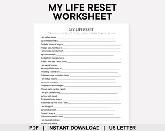 My Life Reset Worksheet, Life Goals, Life Audit, Vision Board, New Year Reflections, Goal Setting, Personal Growth, Self Improvement