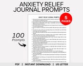 Anxiety Relief Journal Prompts, Journal Prompts for Anxiety, Anxiety Journal, Depression and Anxiety Journal Prompts, Anxiety Prompts