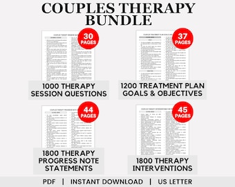 Bundel relatietherapie, huwelijkstherapie, therapievragen, doelen en doelstellingen, voortgangsnotities, therapie-interventies, behandelplan