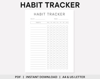 Habit Tracker, Printable Tracker, Monthly Tracker, Daily Habit Tracker, Year Habit Tracker, Goal Tracker, Routine Tracker, Tracker Printable