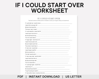 If I Could Start Over Worksheet, Life Reset, Life Transition, New Chapter, Fresh Start, Future Self, Goal Setting, Personal Growth