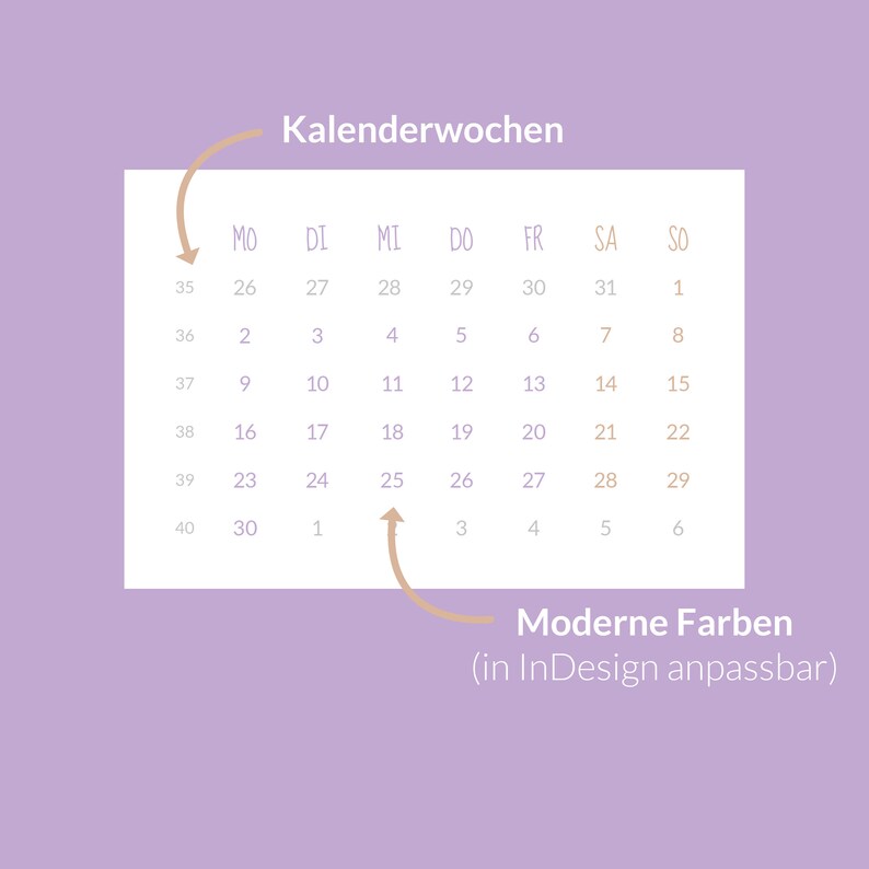 Kalender 2024 Vorlage PDF und InDesign IDML Sofort Etsy.de