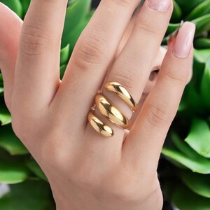 Spiral Ring - Dainty Statement Ring - Boho Stacking Ring - Minimalist Jewelry - Adjustable Ring - Open Band Ring - Gift for Her