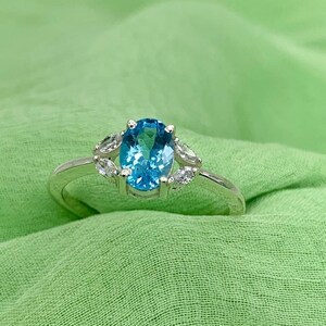 Gorgeous Blue Topaz Wedding Ring, 14K Gold Topaz Ring, Christmas Gift.
