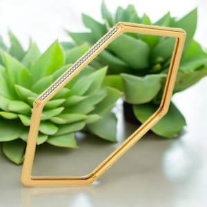 Geometric Gold Bangle – Modern Angular Design – Sleek Minimalist Jewelry – Diamond Accent Cuff – Unique Gift for Her
