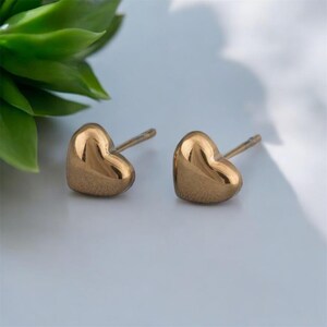 Gold Heart Stud Earrings - Dainty Everyday Earrings - Minimalist Love Studs - Small Gold Heart Jewelry - Gift for Her - Cute Simple Studs