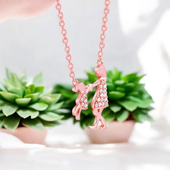 Mother Daughter Pendant Necklace – Rose Gold Family Jewelry