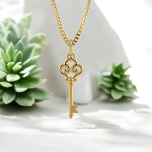 The Forever Key Pendant – Silver Promise Key Necklace – Dainty Boho Jewelry – Gift for Her – Minimalist Key Charm Pendant