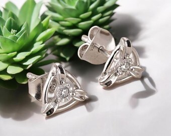 Sterling Silver Celtic Knot Stud Earrings: Trinity Zircon Jewelry